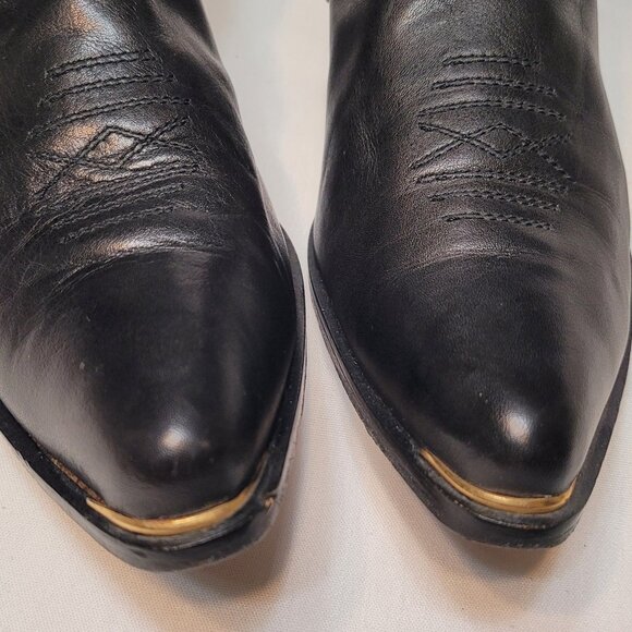 Vtg Guess by Georges Marciano Italy Black Leather Motorcycle Men Ankle Boots 8.5 main image 5
